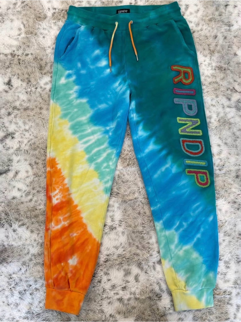 RIPNDIP OG Prisma Embroidered Tie Dye Jogger Sweatpants Multi-Color Small